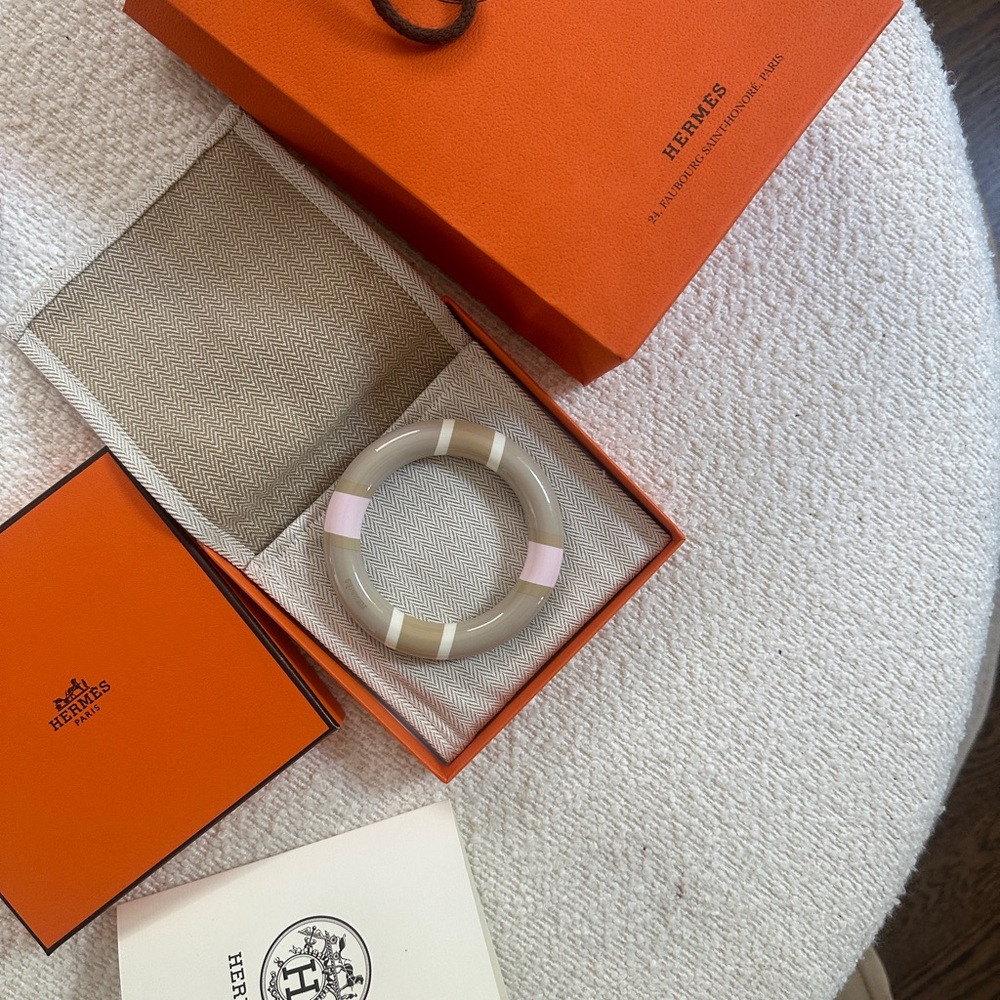 Hermes Cream and Pink Bracelet Bold Modern Design